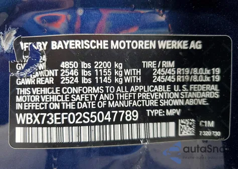 2025 BMW X1 xDrive28I z USA, uszkodzony, nr VIN WBX73EF02S5047789